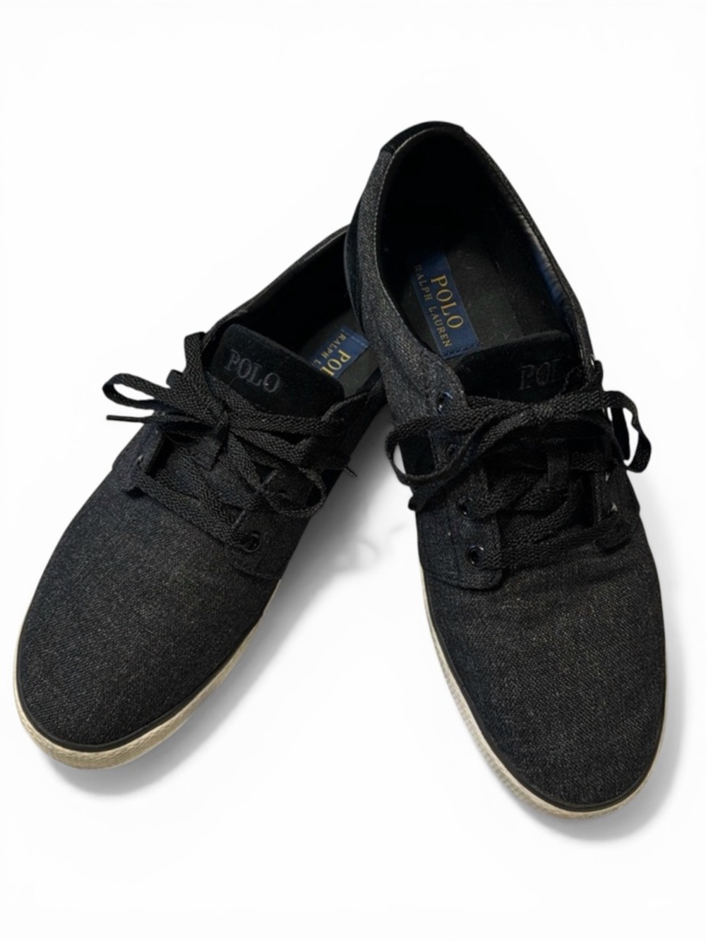 Great Polo Men’s sneakers size 10D gray trimmed in black that ships Free!